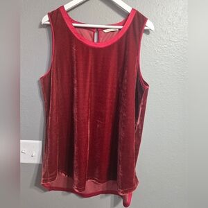 Soft Surroundings Red Velvet Sleeveless Tunic Top Size XL